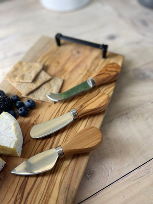 Naturally Med Mini Cheese Knife Set With Olive Wood Handles Set/ 3