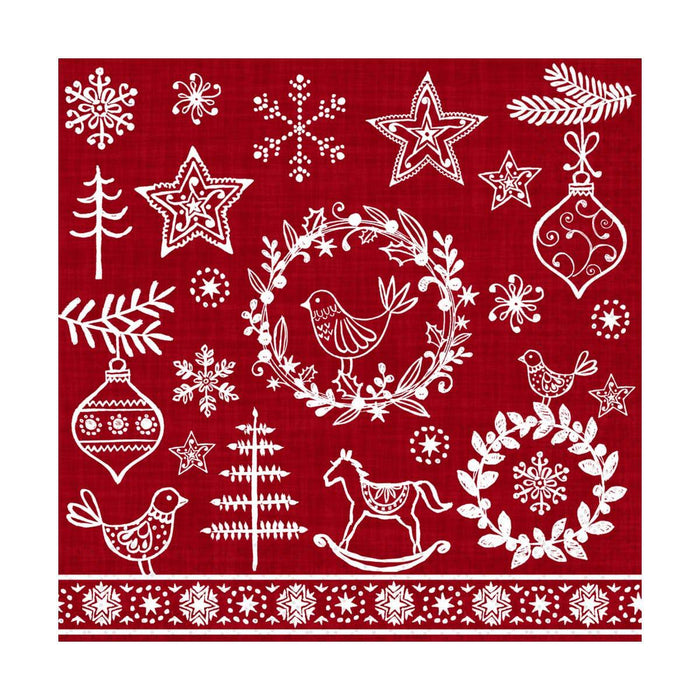 Paper Design Cocktail Napkin Hygge Symbols Red