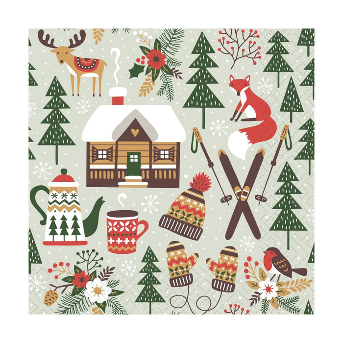 Paper Design Luncheon Napkin Winter Cabin