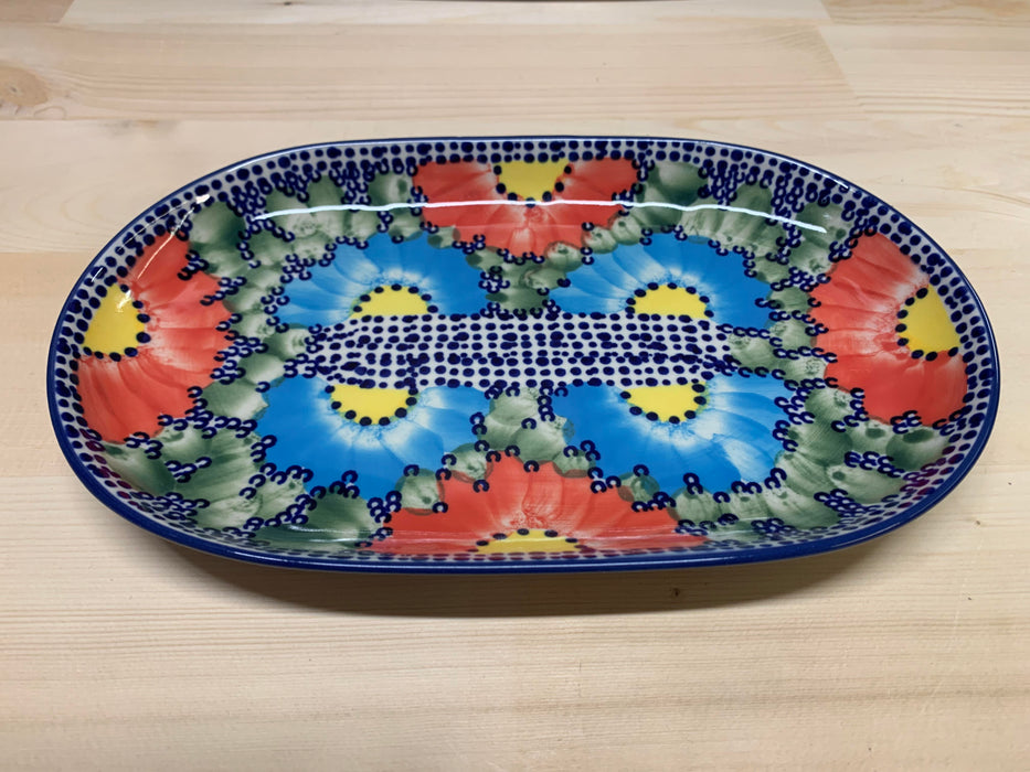 Polish Pottery Small Oval Platter Poppies Galore