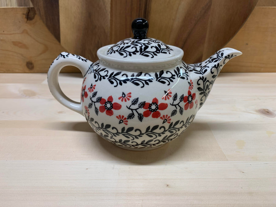 Polish Pottery Morning Teapot - Scarlet Rose