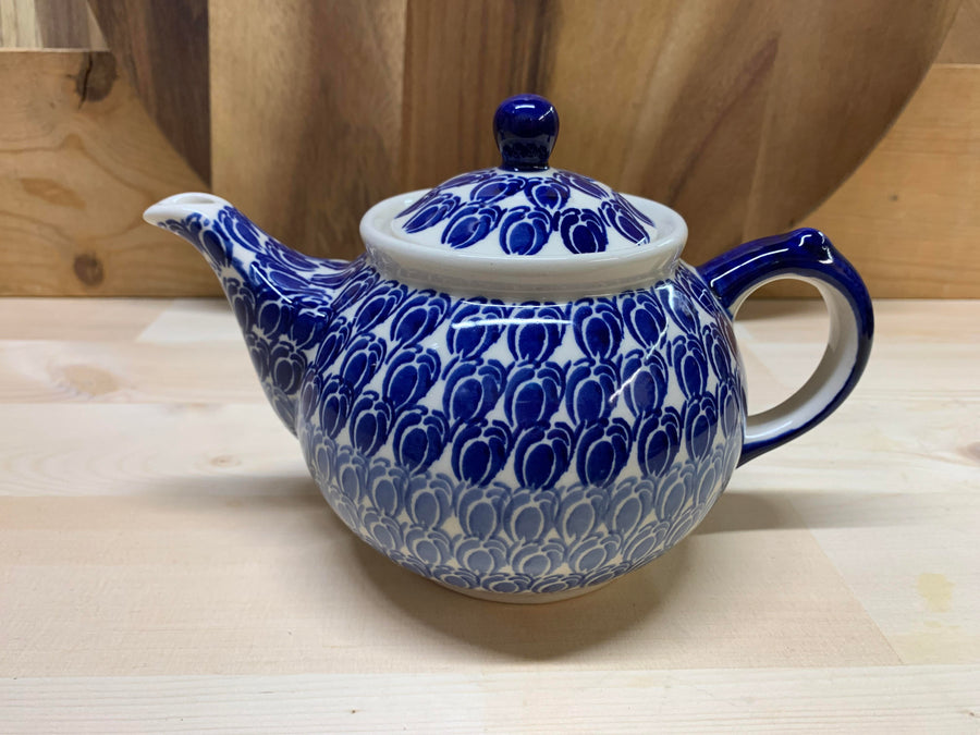 Polish Pottery Morning Teapot - Blue Tulip