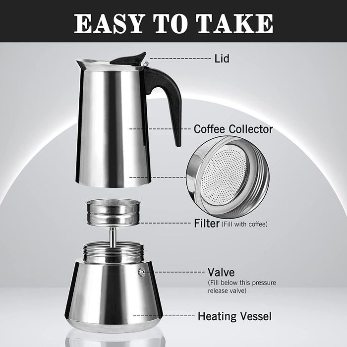 The London Sip Stainless Steel Stovetop Espresso 10Cup
