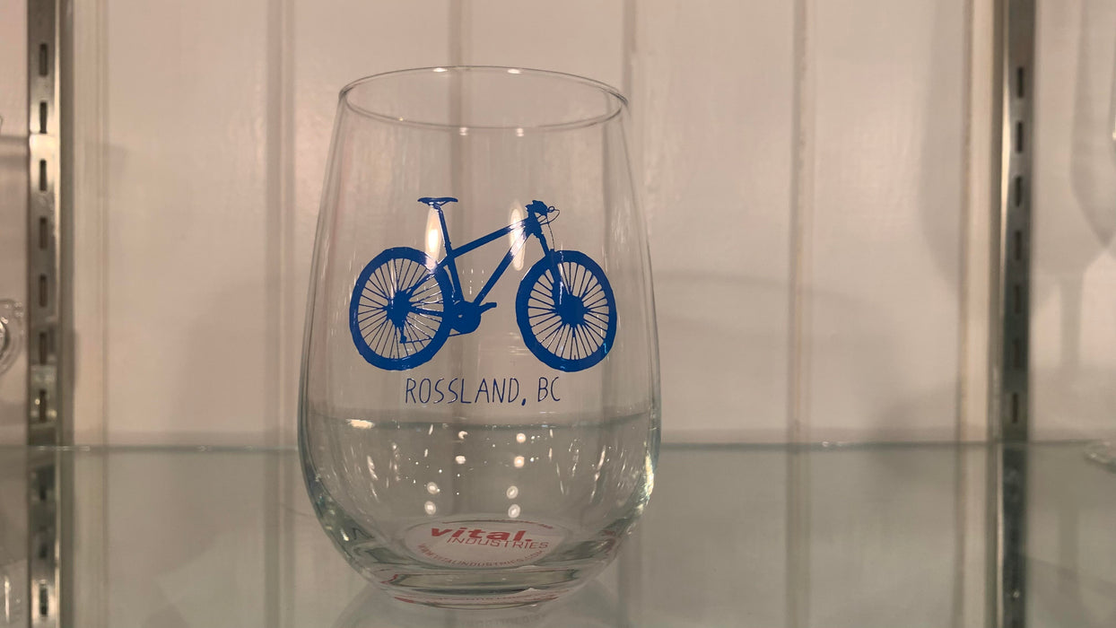 Stemless Wine Glass Tumbler Bicycle Rossland