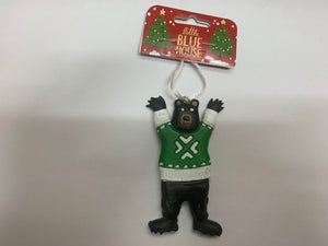 Little Blue House Christmas Ornament Black Bear With Sweater