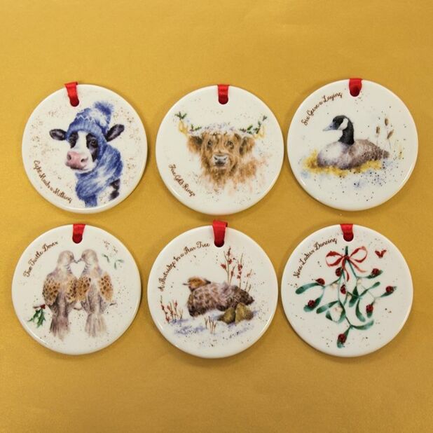 Wrendale Fine China Decorations 12 Days Of Christmas