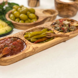 Natural Olive Three Section Tray