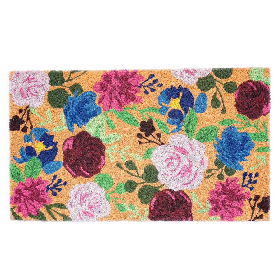 Coir Doormat Spring Boho Flowers 17 x 29"