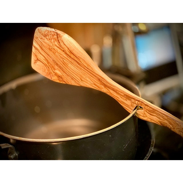 Natural Olive Wood Spatula With Pot Hook