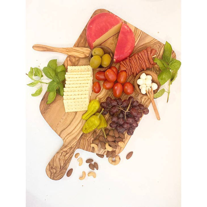 Natural Olive Wood Charcuterie Board With Handle
