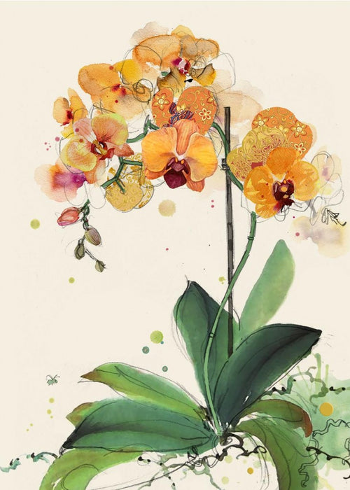 Bug Art Card Orange Orchids