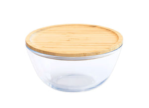 Pebbly 2.6L Glass Bowl w/ Bamboo Lid