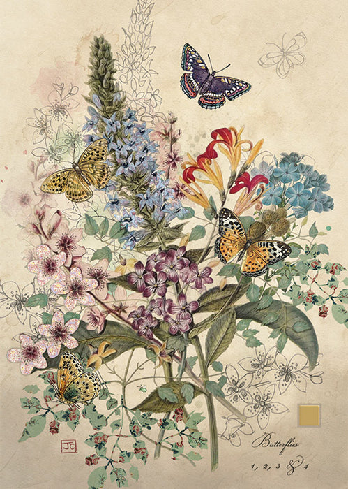 Bug Art Card Botanical Butterflies