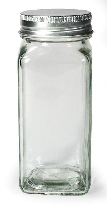 Square Glass Spice Jar With Metal Lid