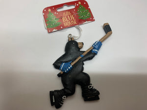 Little Blue House Christmas Ornament Ice Hockey Bear