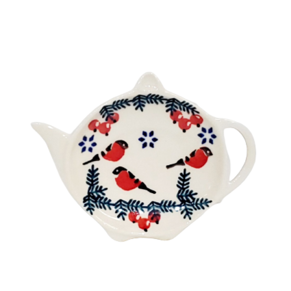 Polish Pottery Teabag Holder - Red Cardinal