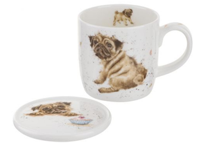 Wrendale Mug & Coaster Set Pug Love