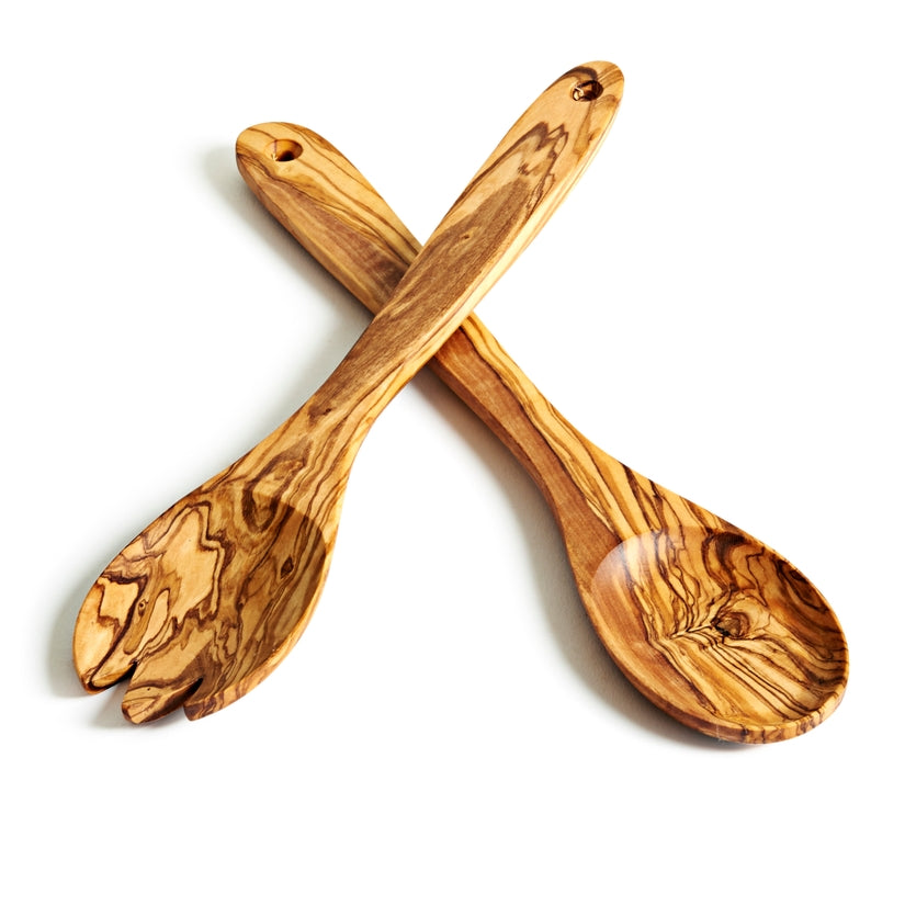 Natural Olive Wood Cooking Spoon Set of 2