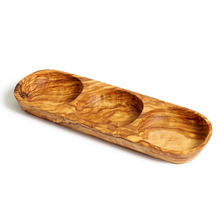 Natural Olive Three Section Tray