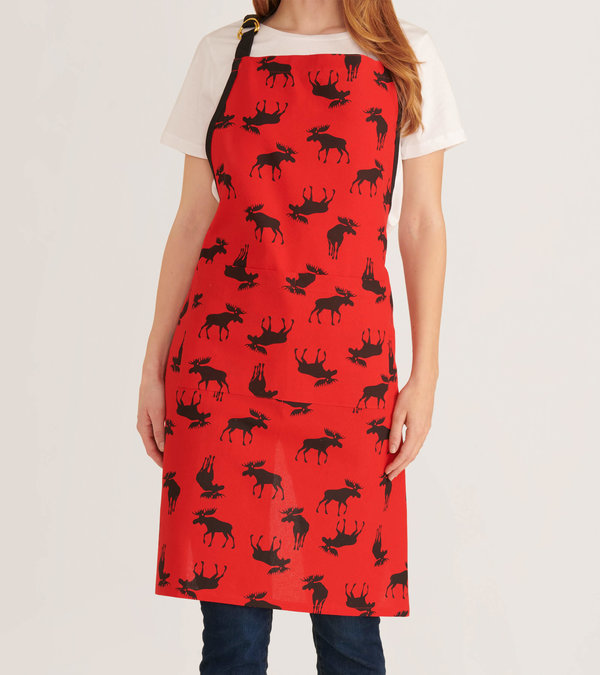 Little Blue House Table Apron Moose on Red Apron
